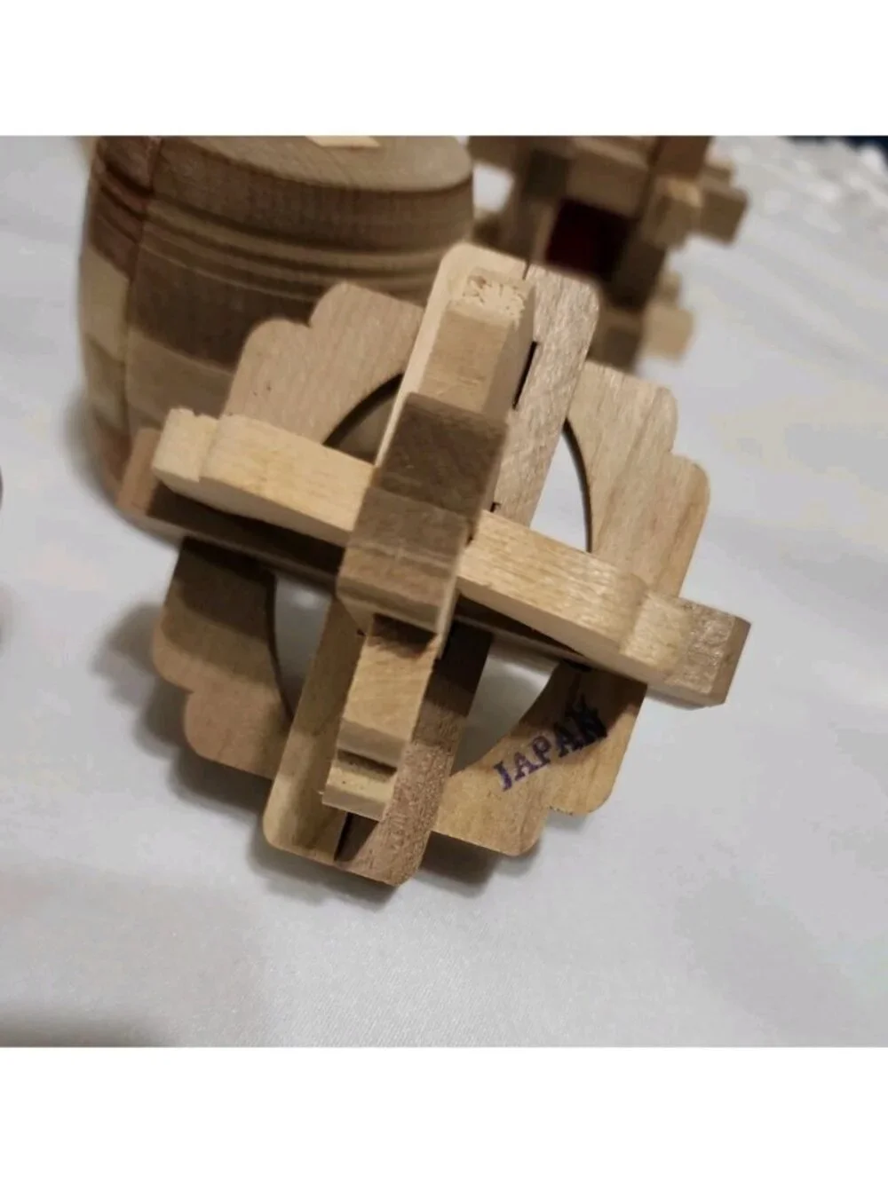 VTG WOOD Puzzles Brain Teaser Interlocking Made In Japan Instruction Book